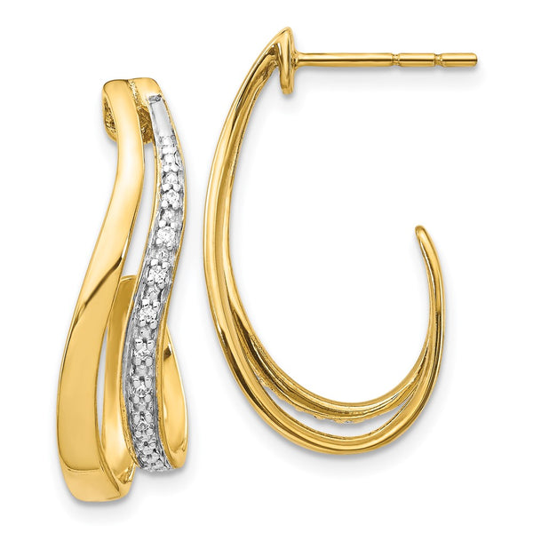 14K White Gold J-Hoop Earrings with Diamonds