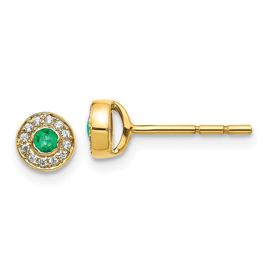 Exclusive 14K Gold Diamond & Emerald Halo Stud Earrings - Luxury Value!