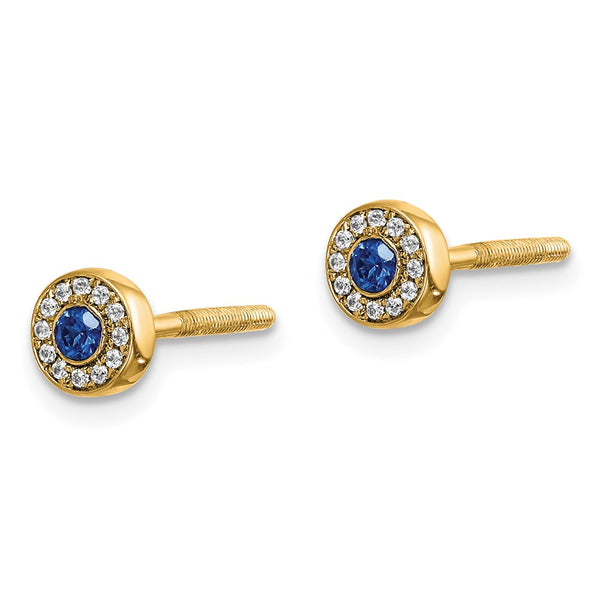 14K Gold Diamond & Sapphire Halo Stud Earrings