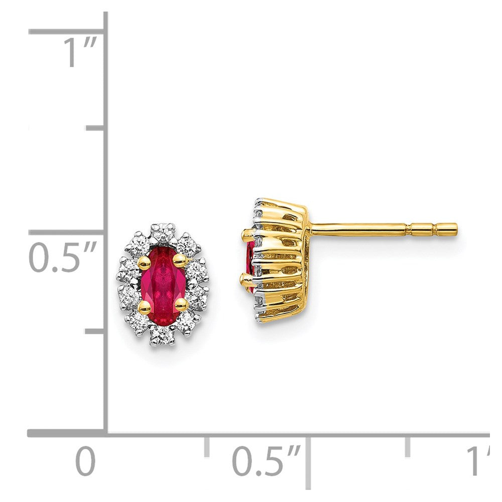 Shop Exclusive 14K Yellow Gold Oval Halo Earrings with Diamonds & Rubies