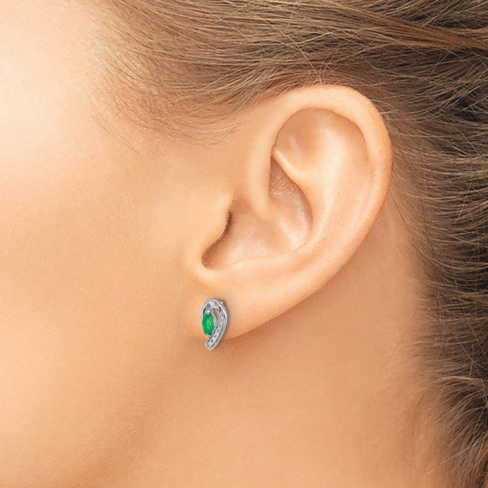 Buy Exclusive 14K White Gold Diamond & Emerald Earrings, 1/20 Ct - Stylish Luxury-3