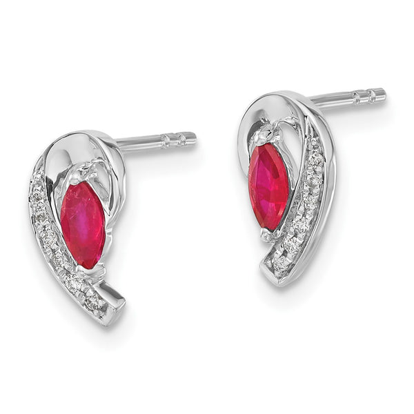 14K White Gold Ruby & Diamond Earrings - Style GR1-1017080