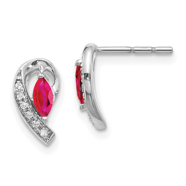 14K White Gold Ruby & Diamond Earrings - Style GR1-1017080