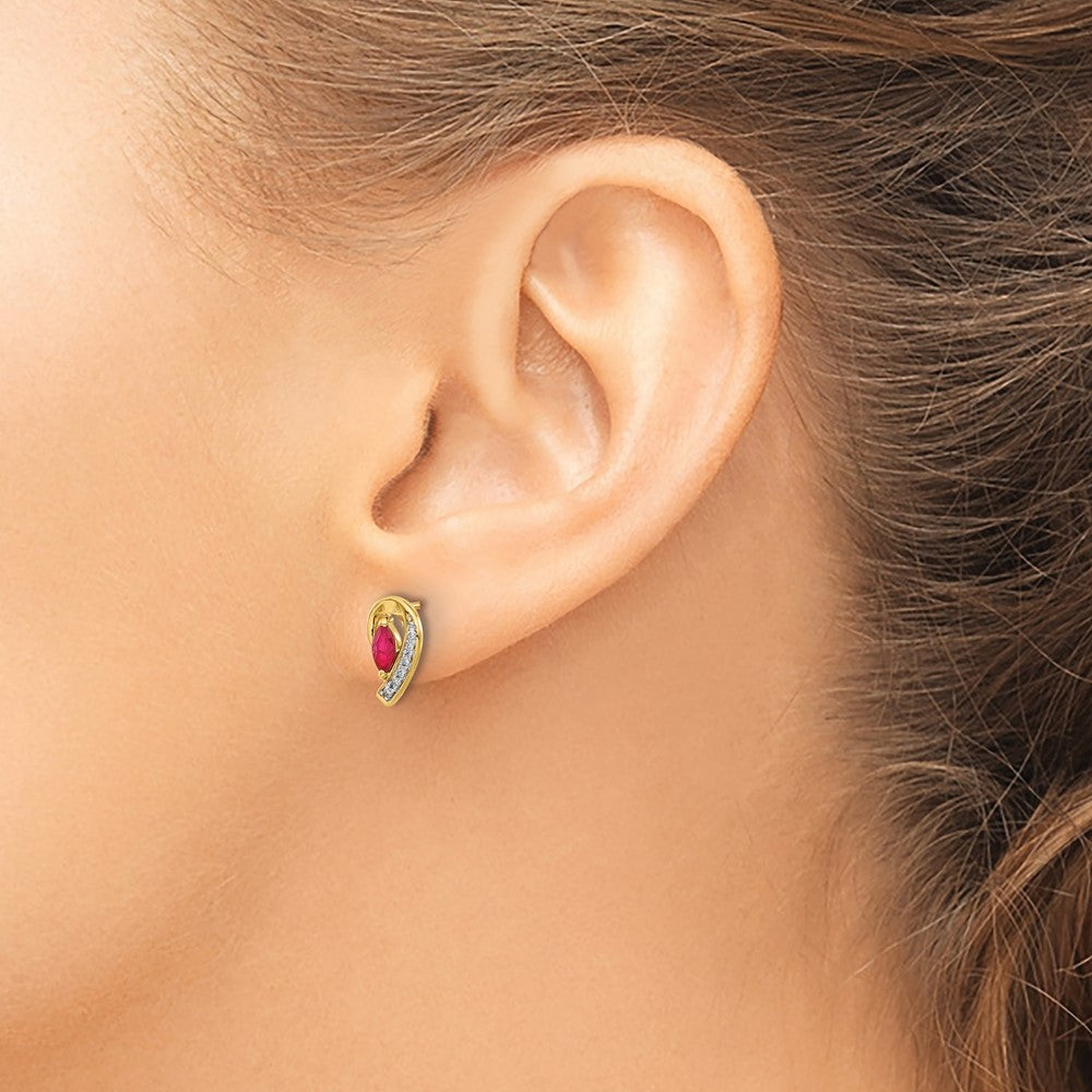 Exclusive 14K Gold Diamond & Ruby Earrings - Stylish, High-Quality Jewelry