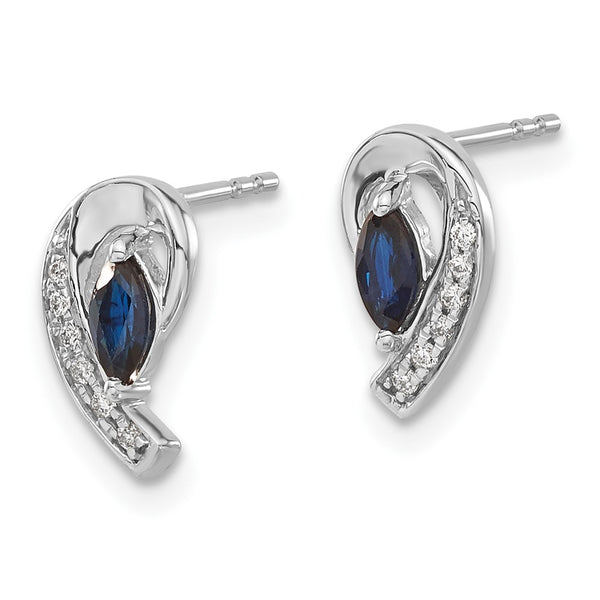 14K White Gold Diamond & Sapphire Stud Earrings - Style GR1-1003252