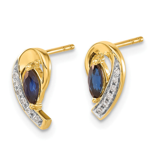 14K Yellow Gold Sapphire & Diamond Earrings