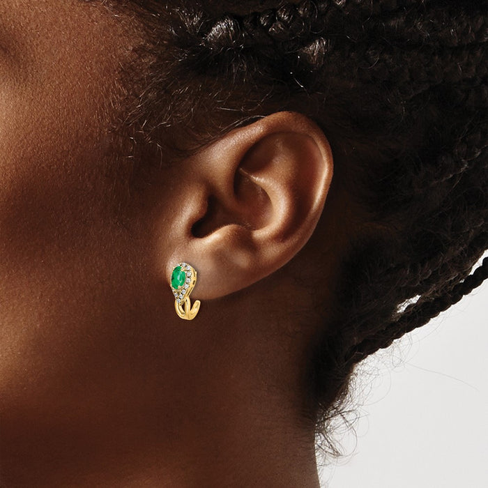 Buy Exclusive 14K Gold Earrings with 1/8 Ct Diamonds & Emerald - Stylish Value!-3