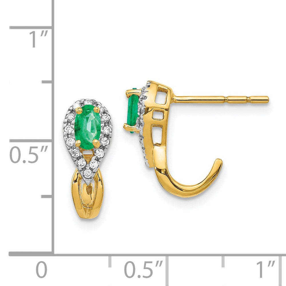 Buy Exclusive 14K Gold Earrings with 1/8 Ct Diamonds & Emerald - Stylish Value!