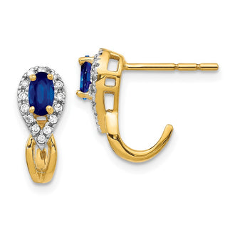 Buy 10K Yellow Gold Sapphire & Diamond Earrings | Stylish Luxury Design