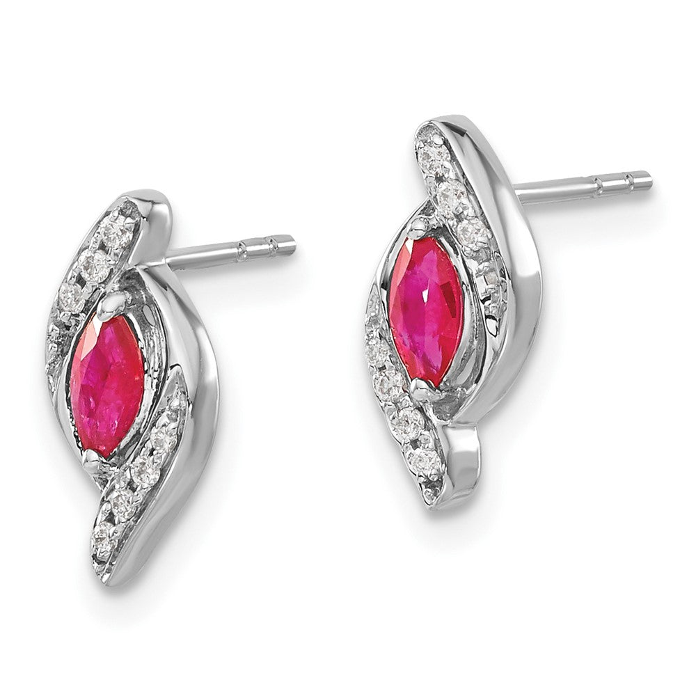 Exclusive 14K White Gold Ruby & Diamond Earrings - Stylish Luxury Value!