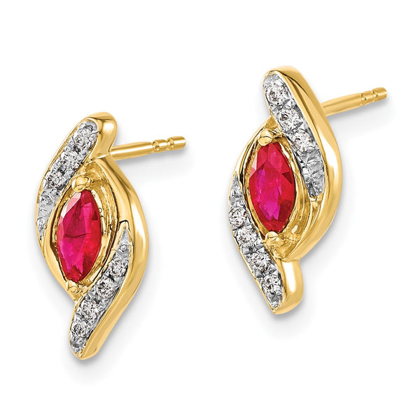 14K Gold Diamond & Ruby Earrings - Style GR1-1017097