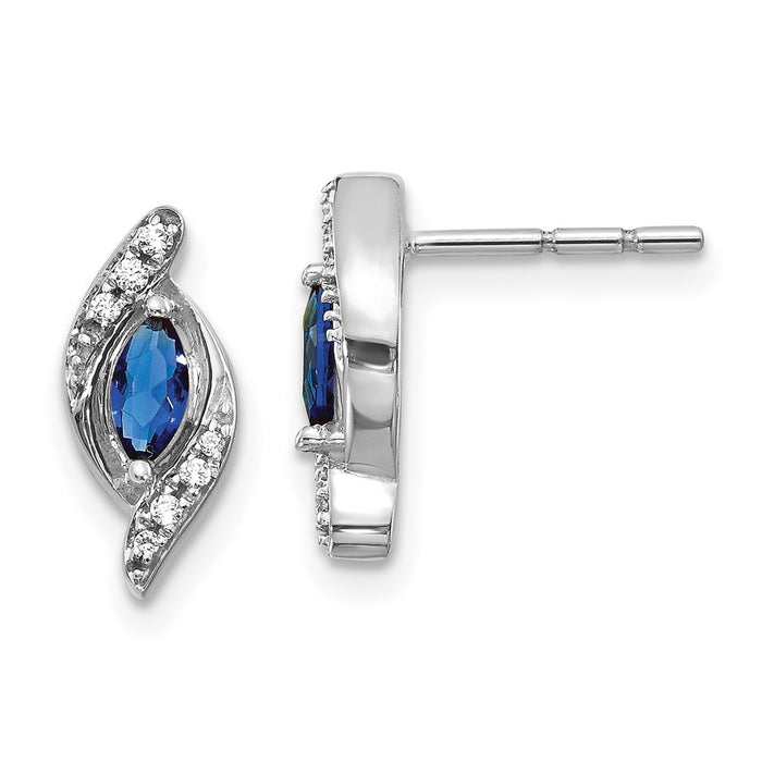 Buy 14K White Gold Diamond & Sapphire Stud Earrings - Stylish Luxury Value!-1