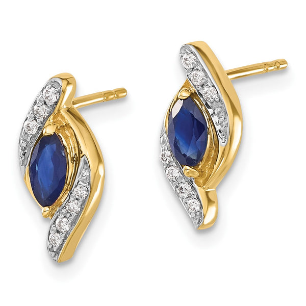14K Gold Sapphire & Diamond Earrings - Style GR1-1017105