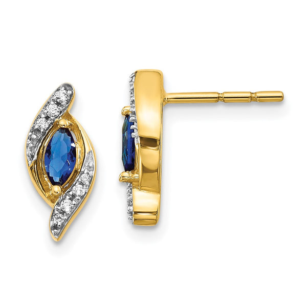14K Gold Sapphire & Diamond Earrings - Style GR1-1017105