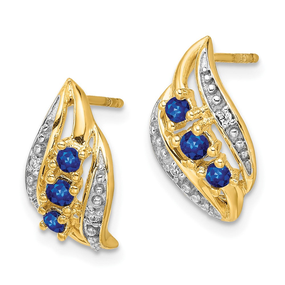 Exclusive 14K Gold Polished Post Earrings with Sapphire & Diamond Accents