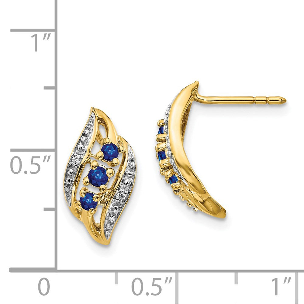 Exclusive 14K Gold Polished Post Earrings with Sapphire & Diamond Accents