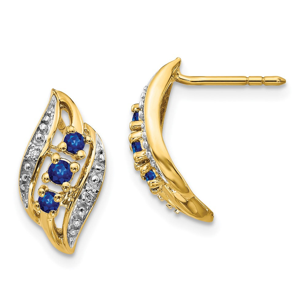 Exclusive 14K Gold Polished Post Earrings with Sapphire & Diamond Accents