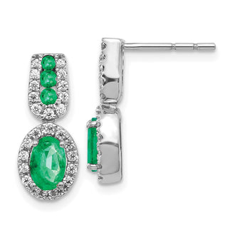 Exclusive 14K White Gold 1/3 Ct Diamond & Emerald Earrings - Stylish Value!