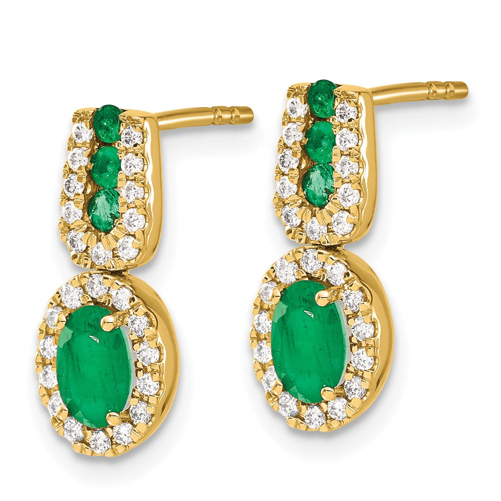 Exclusive 14K Gold 1/3 Ct Diamond & Emerald Earrings - Stylish Value Deal!
