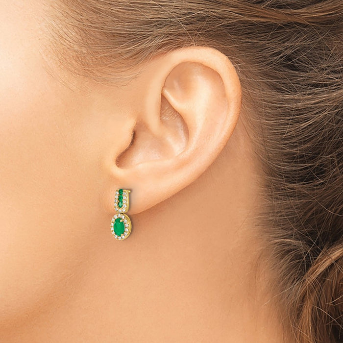 Exclusive 14K Gold 1/3 Ct Diamond & Emerald Earrings - Stylish Value Deal!-3