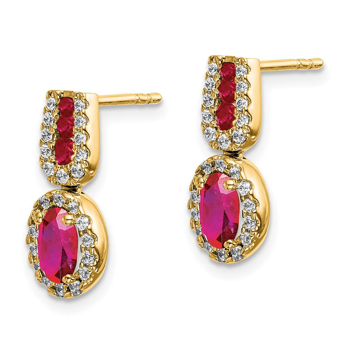 High-Quality 14K Gold Ruby & Diamond Earrings - Stylish Luxury Value Gift-2