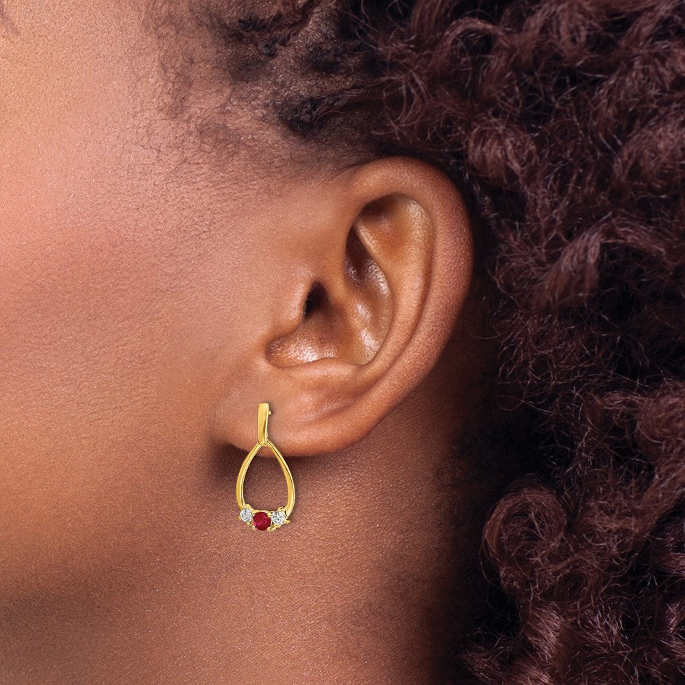 Buy Stylish 14K Gold Ruby & White Sapphire Drop Earrings | Affordable Luxury