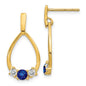 High-Quality 14K Gold Teardrop Earrings, 1/3 Carat Lab-Grown Diamond & Sapphire - Stylish Value!-1