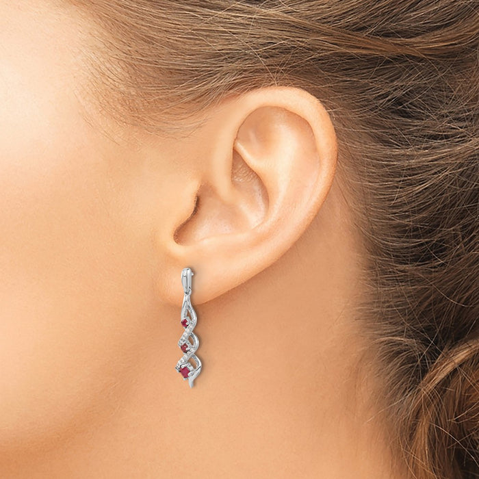 High-Quality 10K White Gold Dangle Earrings with Diamonds & Rubies | Stylish Value-3