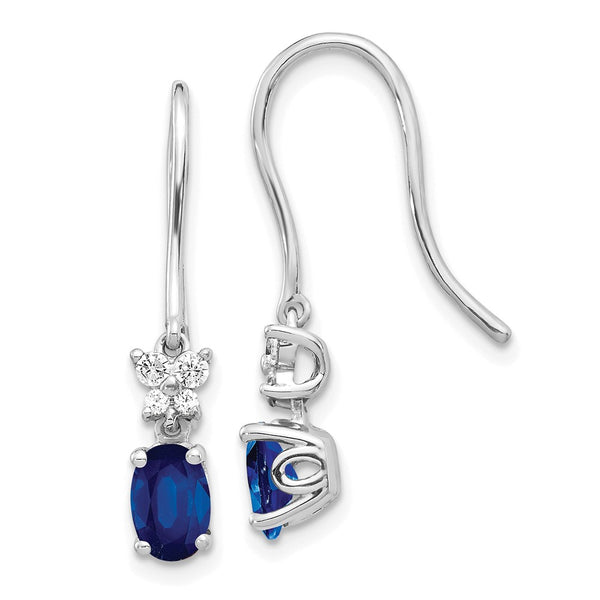 10K White Gold Oval Sapphire & Diamond Earrings