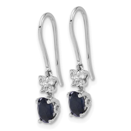 High-Quality 14K White Gold Oval Sapphire & Diamond Earrings | Stylish Value Deal