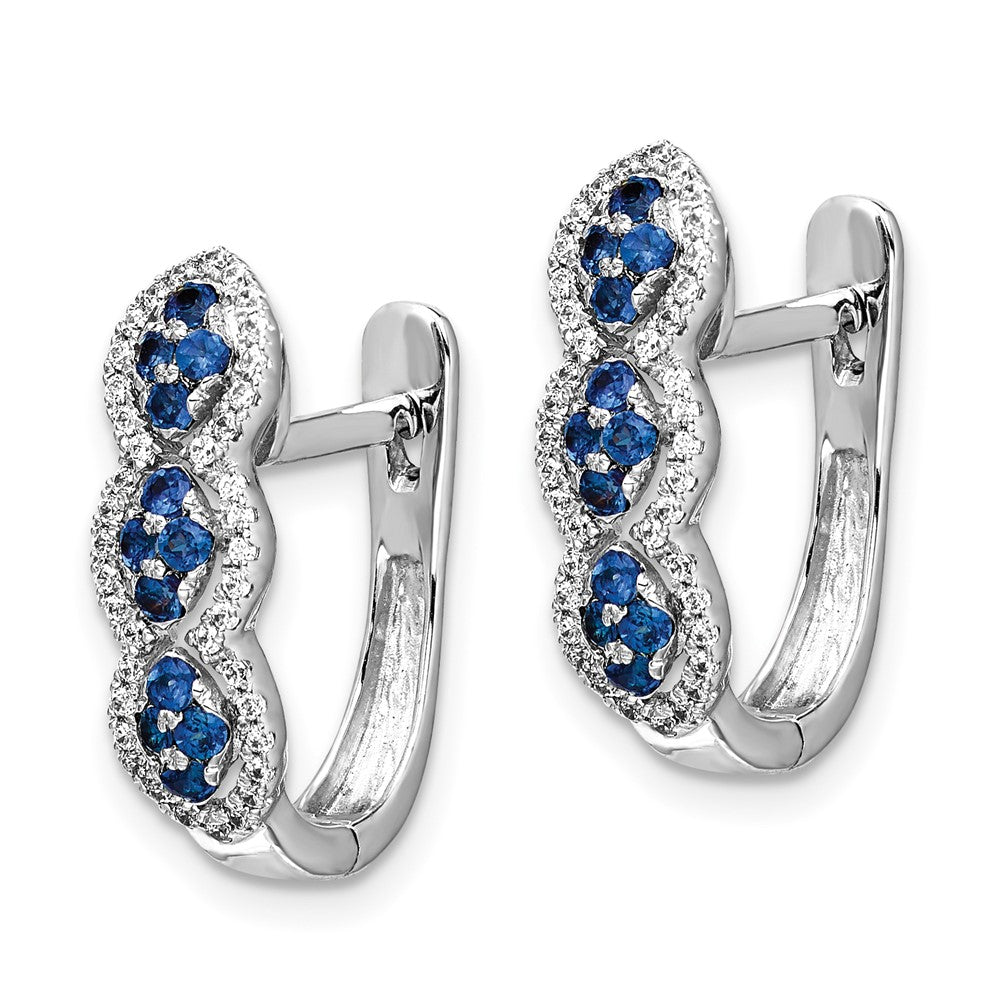Buy Exclusive 14K White Gold Hinged Earrings with Diamonds & Blue Sapphires