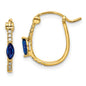 Buy Stylish 14K Gold Hinged Hoop Earrings with Diamond & Sapphire Accents-1