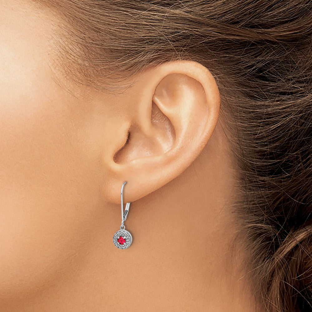 Shop Stylish 14K White Gold Drop Earrings with 1/5 Carat Diamonds & Rubies