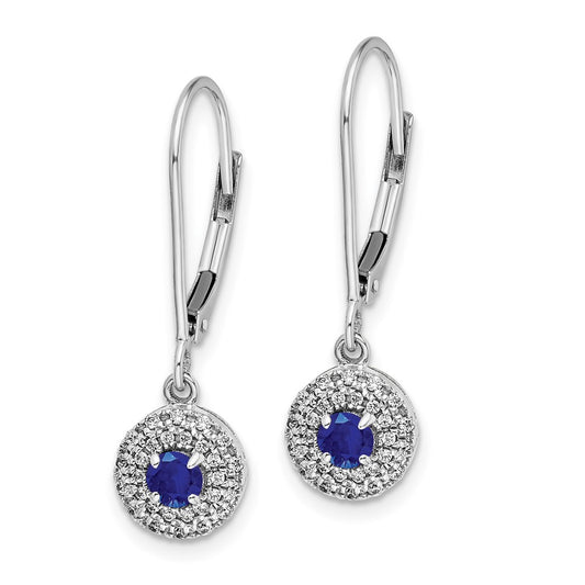 Shop Exclusive 14K White Gold Sapphire Dangle Earrings with Diamond Halo