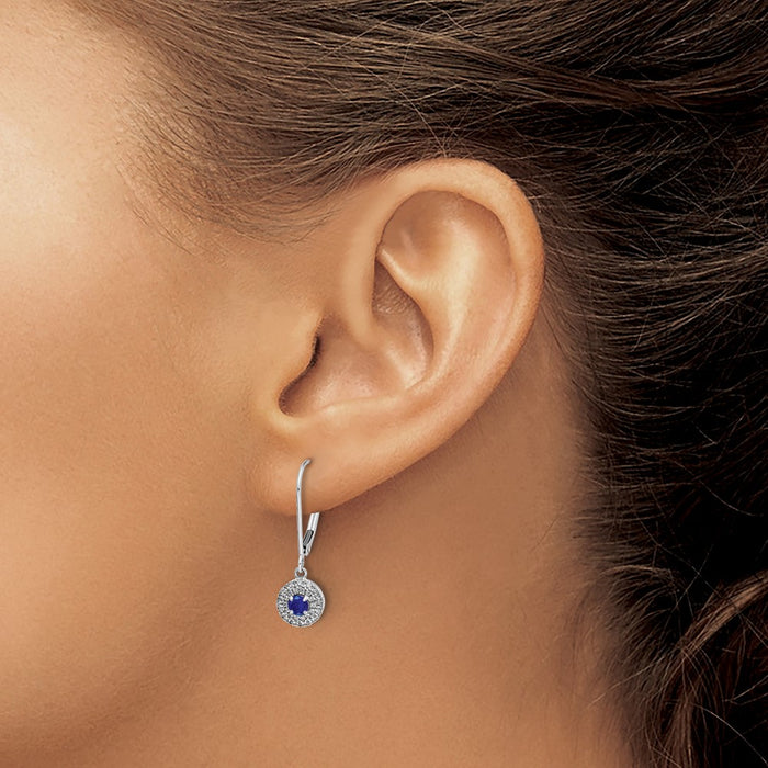 Shop Exclusive 14K White Gold Sapphire Dangle Earrings with Diamond Halo-3