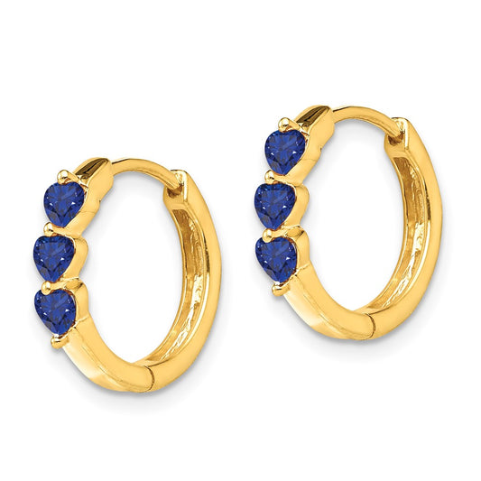 Buy Stylish 14K Gold Plated Hinged Hoop Earrings with Created Sapphire - Affordable Luxury