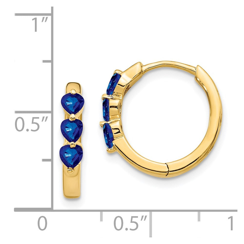 Buy Stylish 14K Gold Plated Hinged Hoop Earrings with Created Sapphire - Affordable Luxury