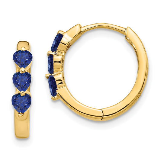 Buy Stylish 14K Gold Plated Hinged Hoop Earrings with Created Sapphire - Affordable Luxury