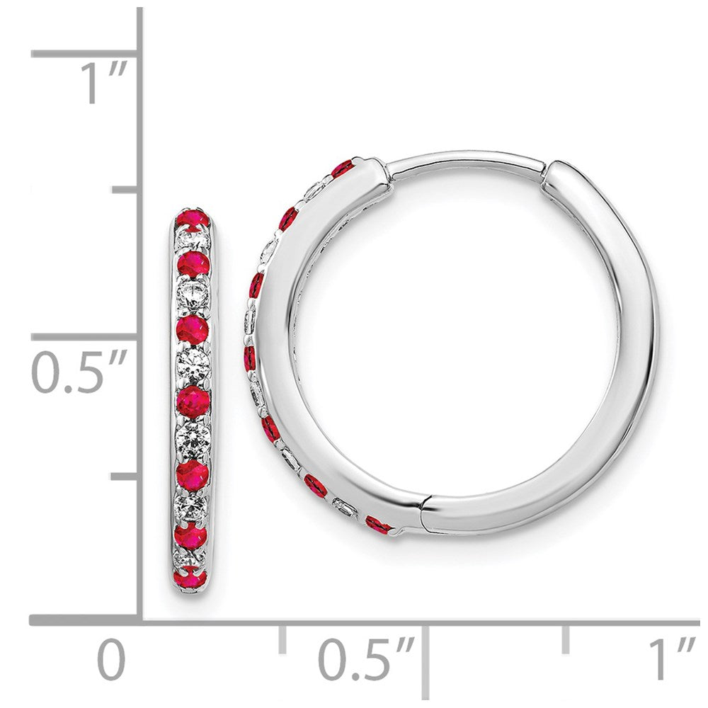 Buy Exclusive 14K White Gold Hinged Hoop Earrings with Diamonds & Rubies