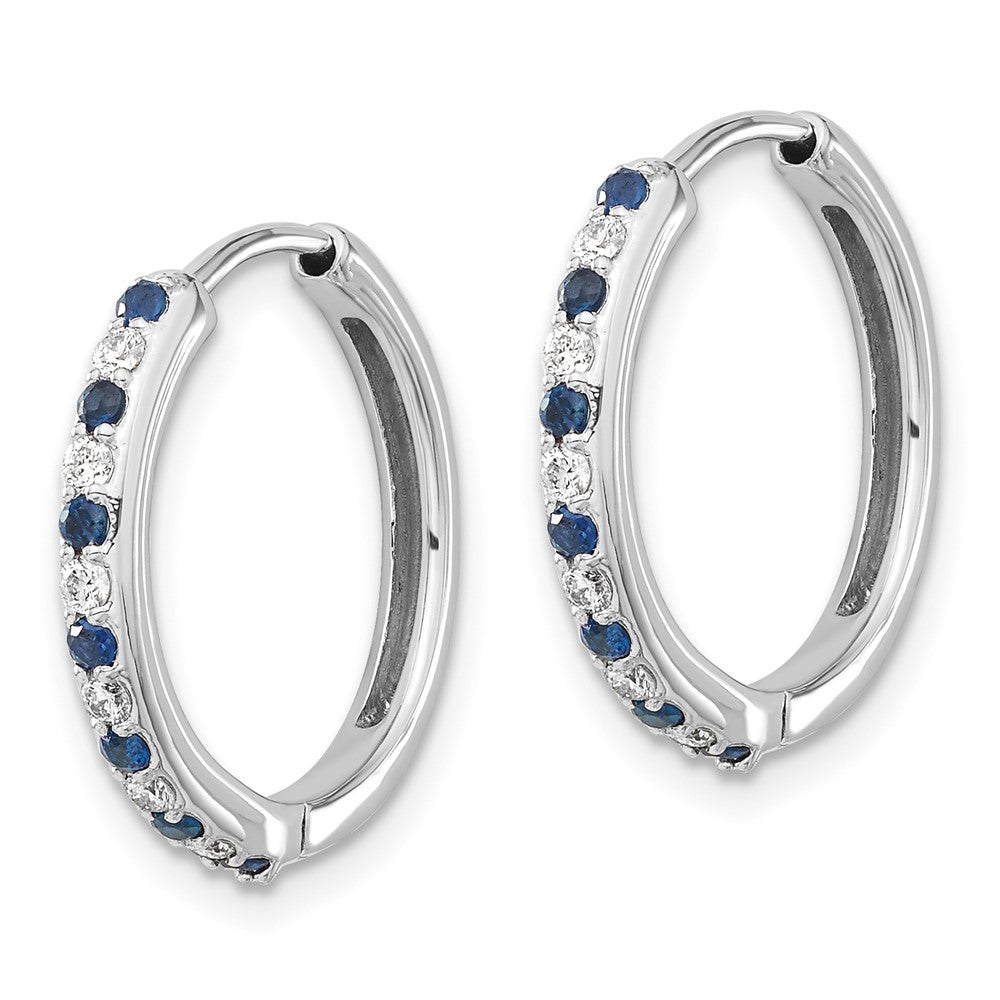 Shop Exclusive 14K White Gold Hinged Hoop Earrings with Diamonds & Sapphires