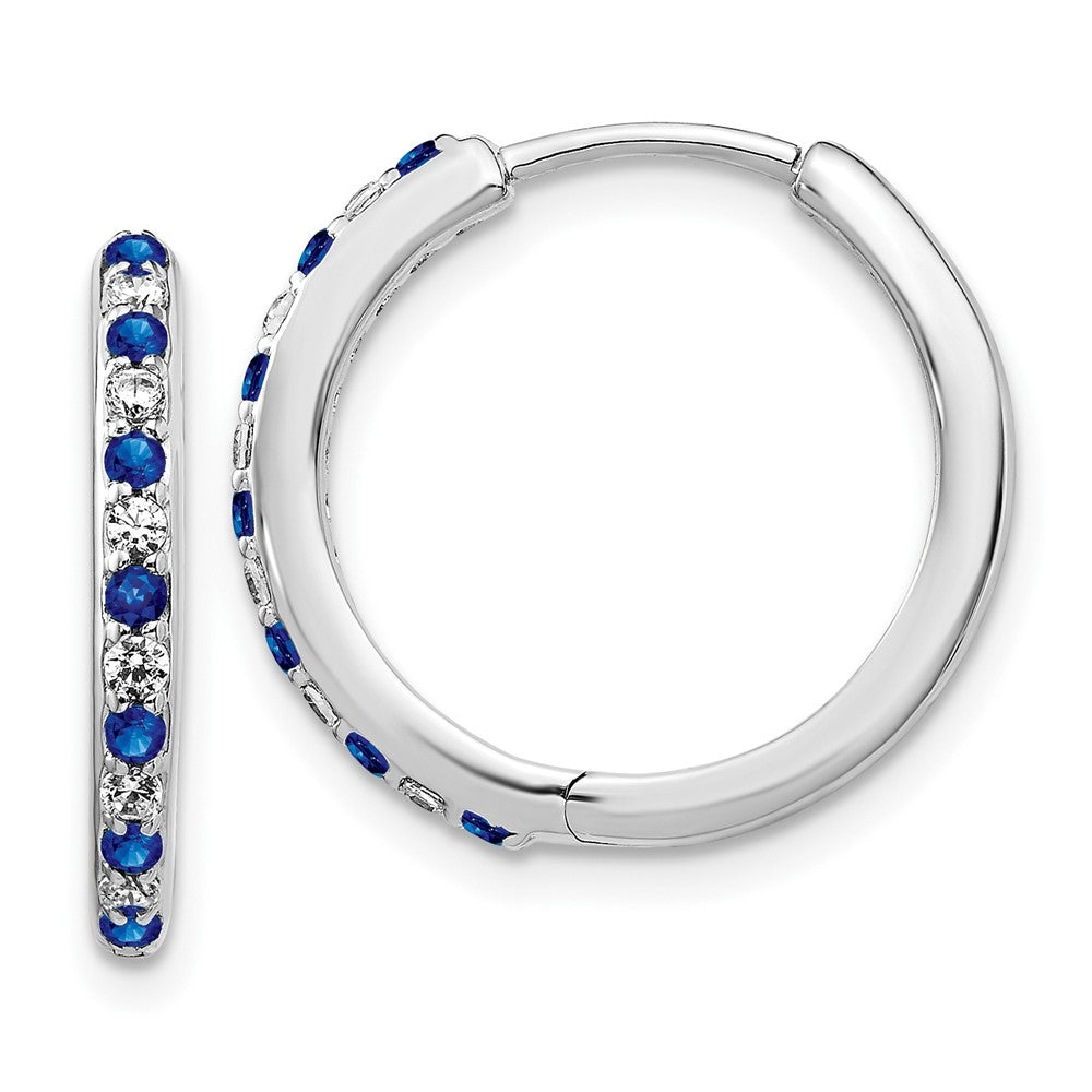 Shop Exclusive 14K White Gold Hinged Hoop Earrings with Diamonds & Sapphires
