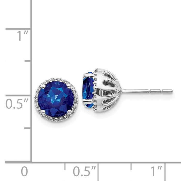 High-Quality 14K White Gold Sapphire & Diamond Stud Earrings | Stylish Value-4