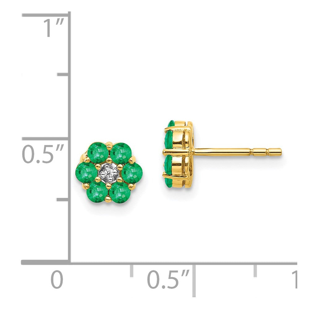 Buy Stylish 14K Gold & Rhodium Emerald & Diamond Stud Earrings - Luxury Value