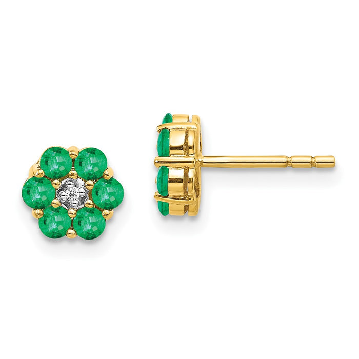 Buy Stylish 14K Gold & Rhodium Emerald & Diamond Stud Earrings - Luxury Value-1