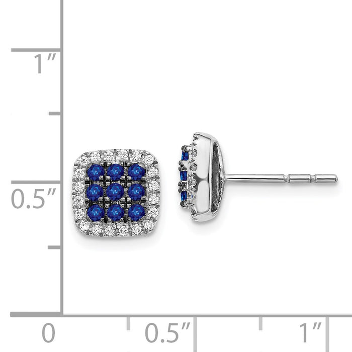 Buy Designer 14K White Gold Diamond & Sapphire Stud Earrings - Stylish Value-4
