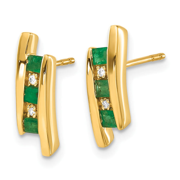 14K Gold Emerald & Diamond Earrings - Style GR1-1003334