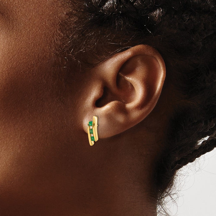 Buy Stylish 14K Gold Emerald & Diamond Earrings - Exclusive Luxury Design-3