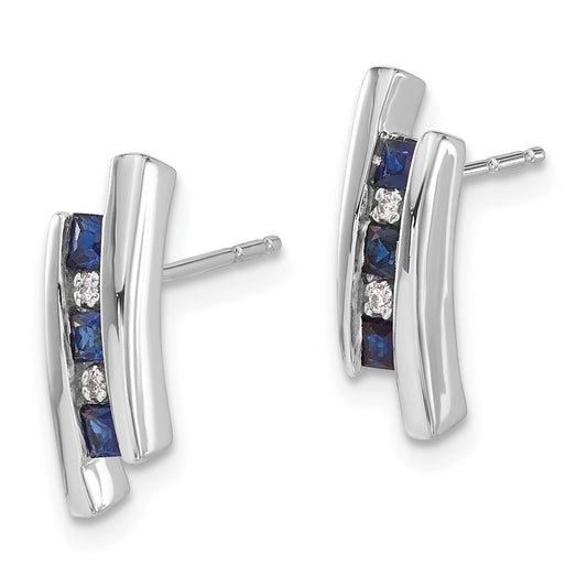 Shop 14K White Gold Sapphire & Diamond Earrings - Stylish Luxury 0.85mm Design