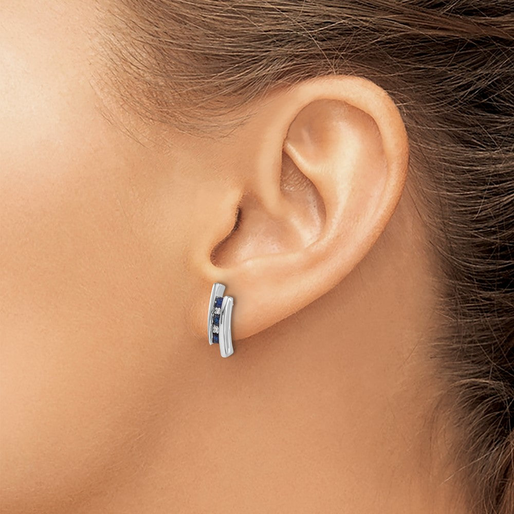 Shop 14K White Gold Sapphire & Diamond Earrings - Stylish Luxury 0.85mm Design