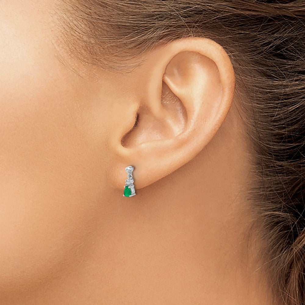 Exclusive 14K White Gold Emerald & Diamond Drop Earrings - Stylish Luxury